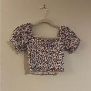 Floral Puff Sleeve Top - Purple